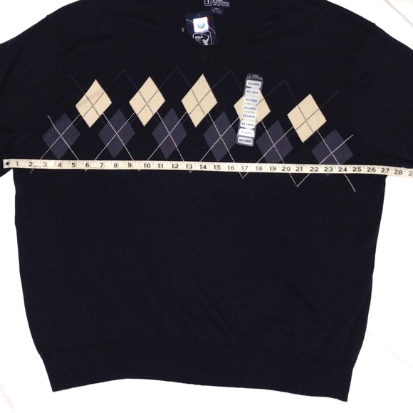 Men's PGA Tour XXL Argile V Neck Long Sleeve Sweater Black Gray Cream - Picture 5 of 8